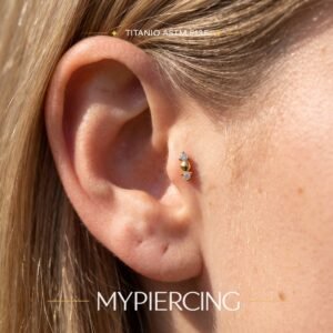 Labret Barra com 2 Zircónias e 1 Bead em Titânio ASTM F136