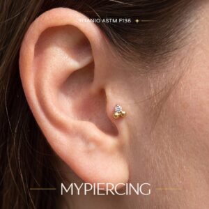Labret Trillion com 2 Beads e 1 Zircónia em Titânio ASTM F136