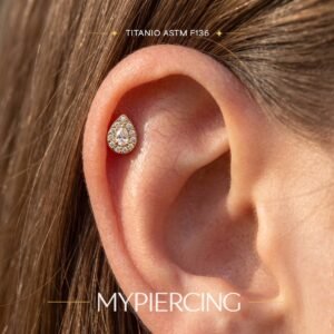 Labret Pingo Cravejado de Zircónias em Titânio ASTM F136