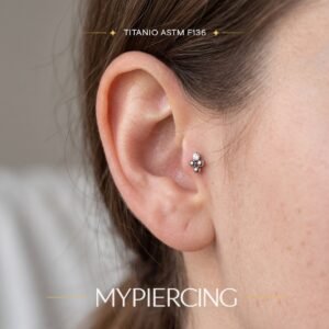 Labret com 3 Beads e 1 Zircónia em Titânio ASTM F136 Pin Push