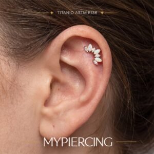 Labret Cluster de zircónia e opala navette em titânio ASTM F136