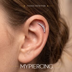 Labret Cluster crescente com zircónias em titânio ASTM F136