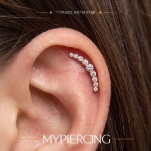 Labret Cluster com 9 zircónias em titânio ASTM F136