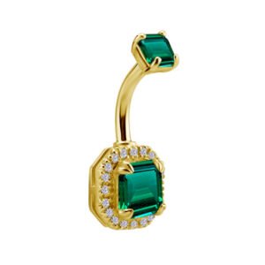 Banana em ouro 18K com esmeralda brasileira e diamantes sintéticos