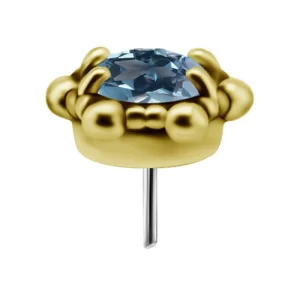 Topo em ouro 18K com topázio azul