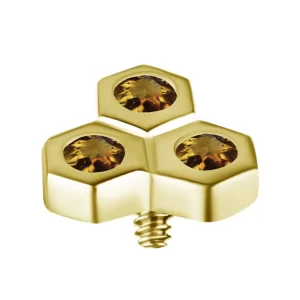 Topo favos de mel em ouro 18K com citrino