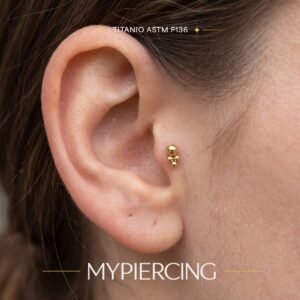 Labret Push Pin com Esfera e 3 Microesferas em Titânio ASTM F136