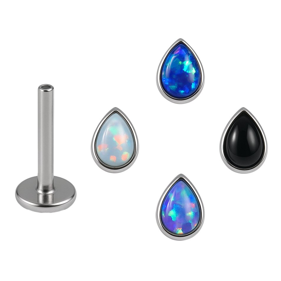 Labret Goccia di Opale in Titanio