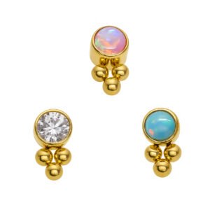 Labret Pietra con 3 Beads di Titanio