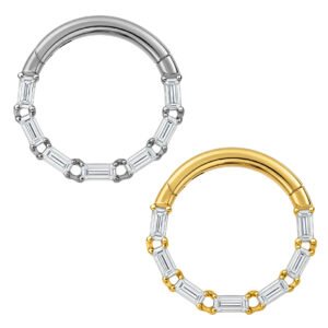 Anello Clicker con Baguette in Titanio