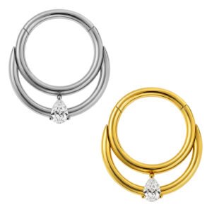 Anello Clicker Segmentato Doppio di Titanio con Zirconia