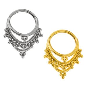 Anello Triplo di Titanio con Beads