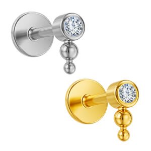 Labret em Titânio ASTM F136 com Beads Push Pin