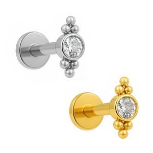 Labret Pietra con Trio di Beads in Titanio ASTM F136