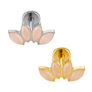 Labret Cluster 4 navette de zircónias em titânio ASTM F136