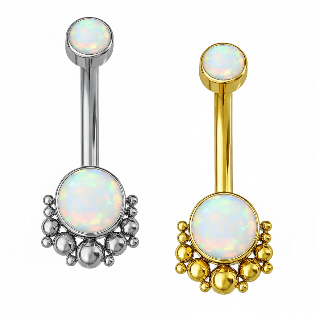 Banana com zircónias e beads em titânio ASTM F136