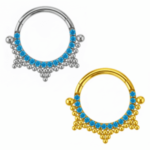 Anello Clicker di Titanio ASTM F136 con Piramide Beads e Zirconi