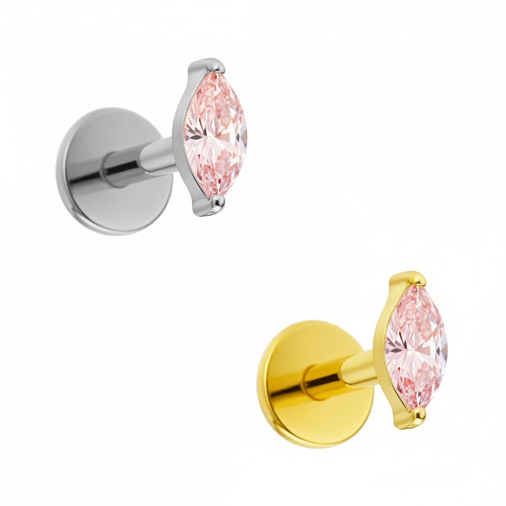 Labret Navette de Zircónia em Titânio ASTM F136 Push Pin