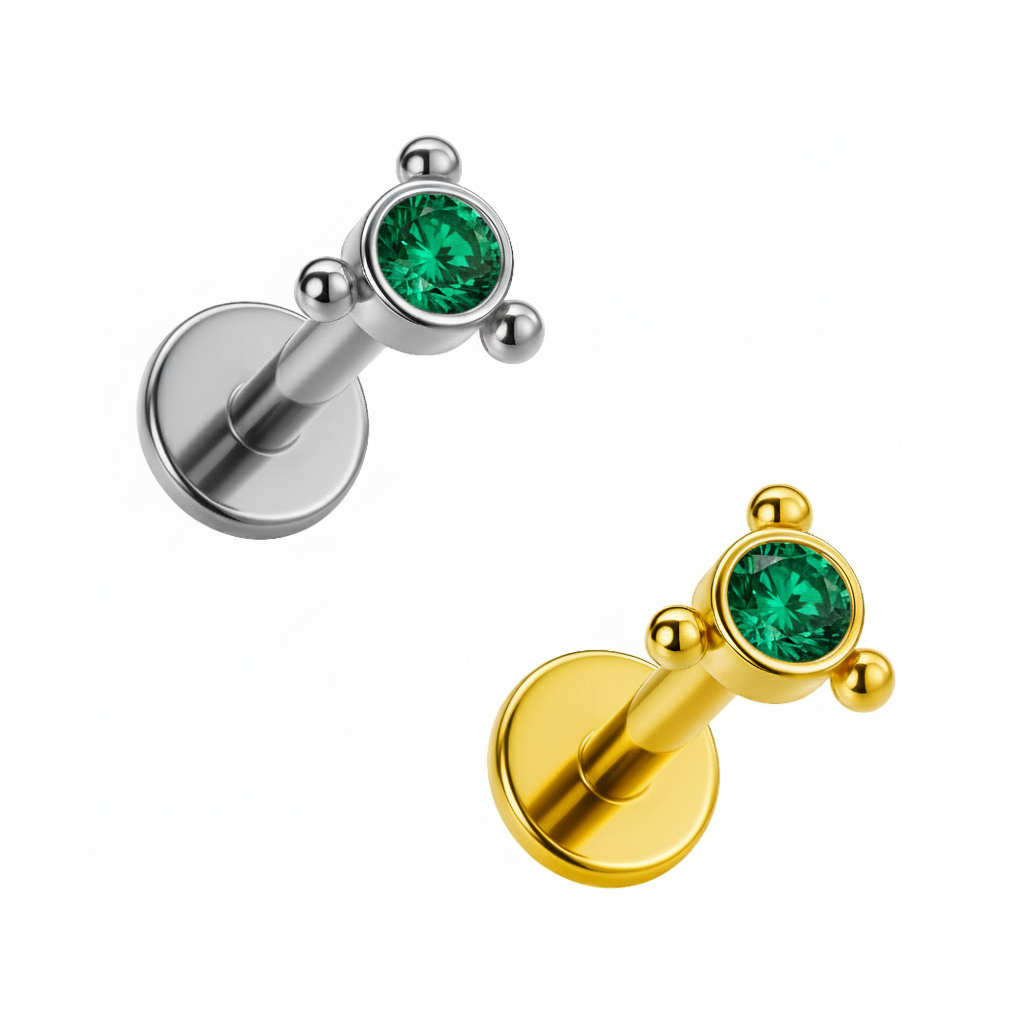 Labret com Zircónia e 3 Beads de Titânio ASTM F136