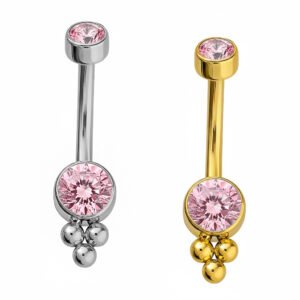 Banana em titânio ASTM F136 com zircónias e 3 beads