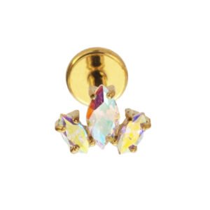 Labret Marquise com zircónias em titânio ASTM F136