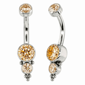 Banana em titânio ASTM F136 com zircónias e 5 beads indianas