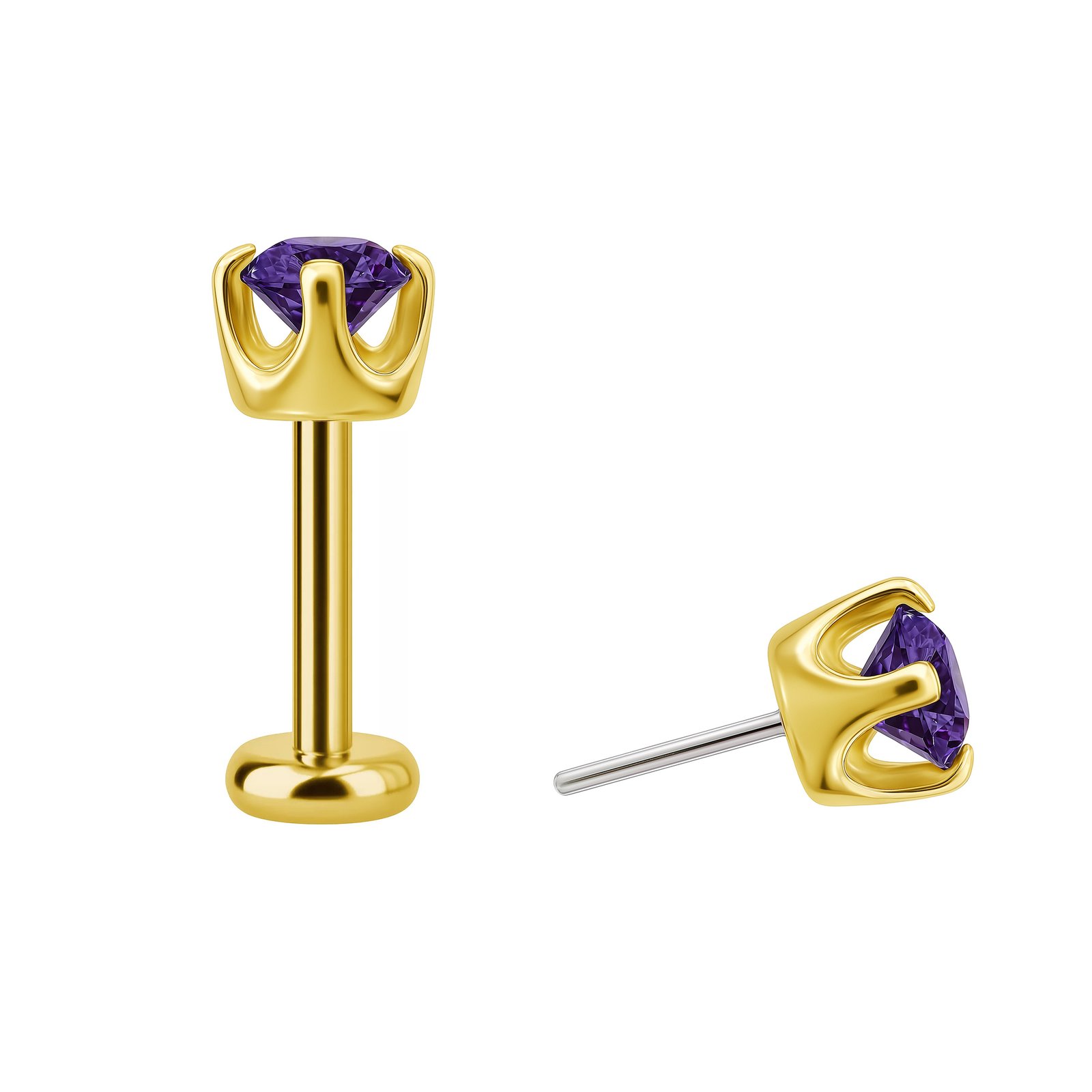 Terminale Ametista Scura in Oro 18k