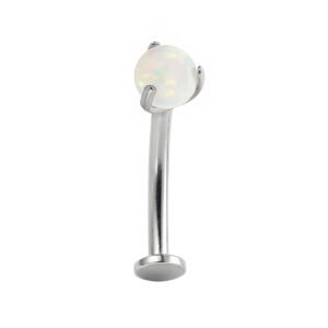 Banana Globale Disco di Titanio ASTM F136 — Colore: Naturale, Pietra: Opale Bianca