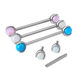 Barbell com globo de opala em titânio ASTM F136 Pequeno
