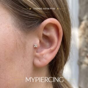 Labret Flor de Titânio ASTM F136 Push Pin com Zircónia
