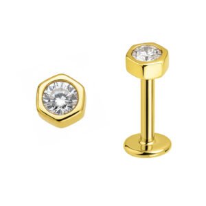Terminale Esagono in Oro 18k con Diamante Sintetico