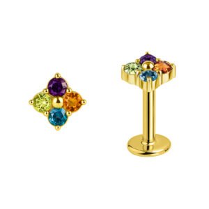 Terminale Rombo Multicolore in Oro 18k