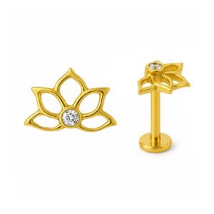 Terminale Fiore di Loto in Oro 14k con Asta di Titanio