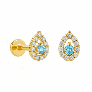Goccia Labret in Oro 18k Pave di Diamanti Sintetici