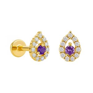 Goccia Labret in Oro 18k Pave di Diamanti Sintetici