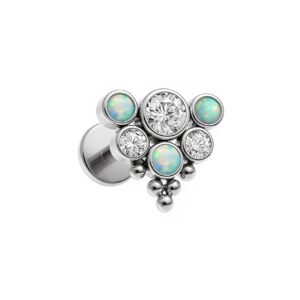 Labret 3 Zirconi 3 Opale mix beaded Titanio ASTM F136