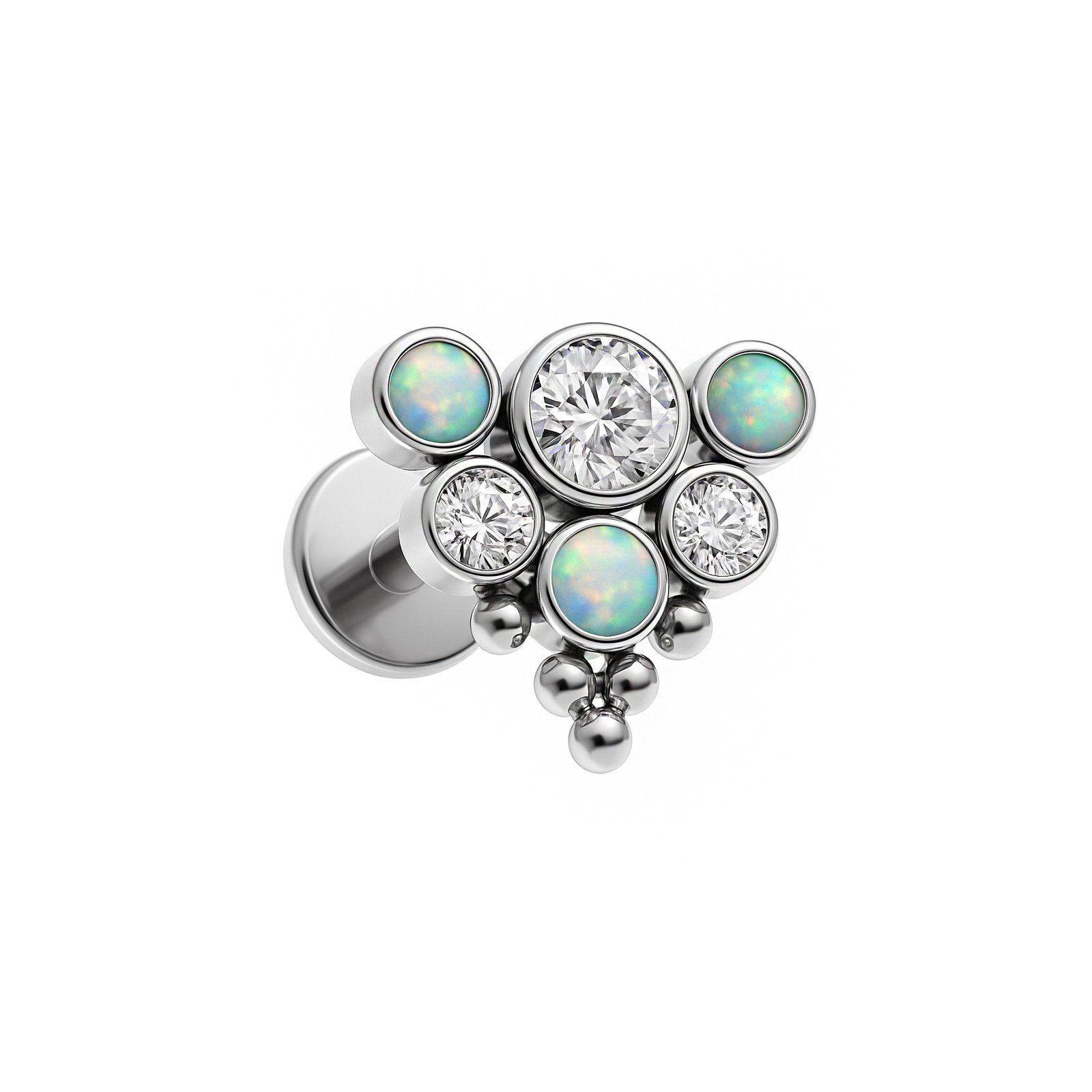 Labret 3 Zirconi 3 Opale mix beaded Titanio ASTM F136