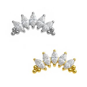Labret Cluster 5 Navette e 6 Beads Titanio ASTM F136