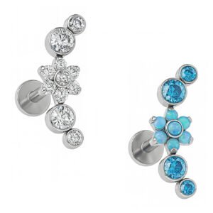 Labret Cluster con Fiore di Titanio ASTM F136 Incastonato