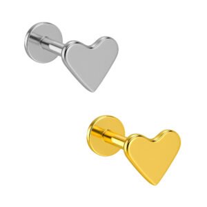 Labret Cuore Liscio 6mm di Titanio ASTM F136