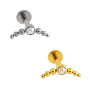 Labret Di Titanio ASTM F136 Cluster Perla con 6 Beads