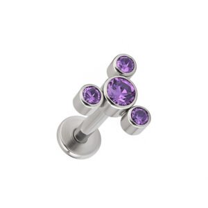 Labret Girândola de Zircónias em Titânio ASTM F136