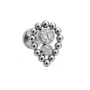 Labret Goccia di Beads con 2 Zirconi in Titanio ASTM F136