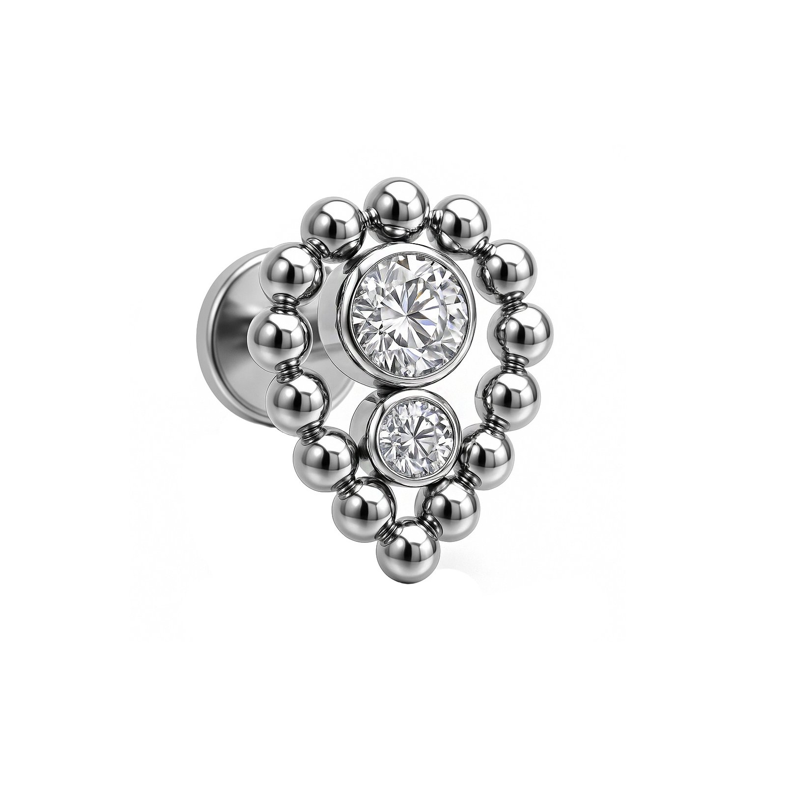 Labret Goccia di Beads con 2 Zirconi in Titanio ASTM F136