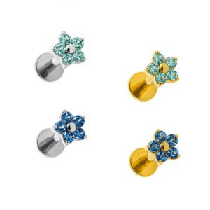 Labret Mini Fiore de zircónias em titânio ASTM F136