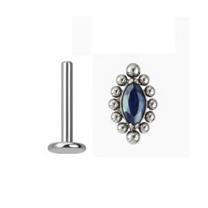 Labret Navette de zircónia com Beads em titânio ASTM F136