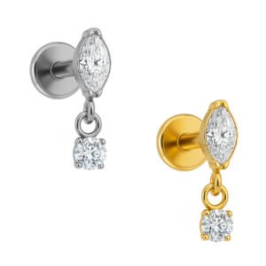 Labret Navetta di Zirconia con Punto di Luce pendente in ASTM F136
