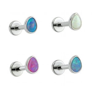 Labret Gota de Opala em Titânio ASTM F136