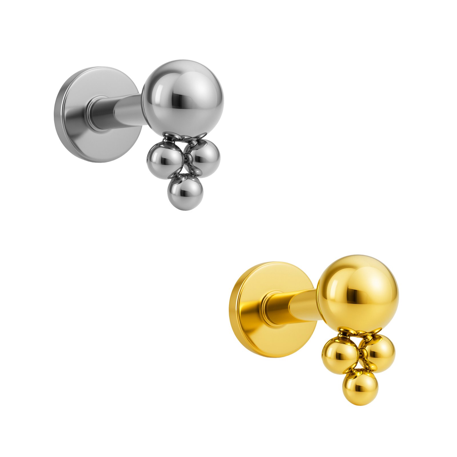 Labret Push Pin Sfera con 3 Micro Sfere in Titanio ASTM F136