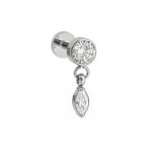 Labret Zirconi Navette Appendente in Titanio ASTM F136